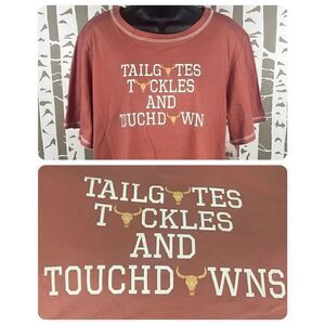 altar'd state Tailgates Tackles And Touchdowns Cropped Oversized T-Shirt S Rust